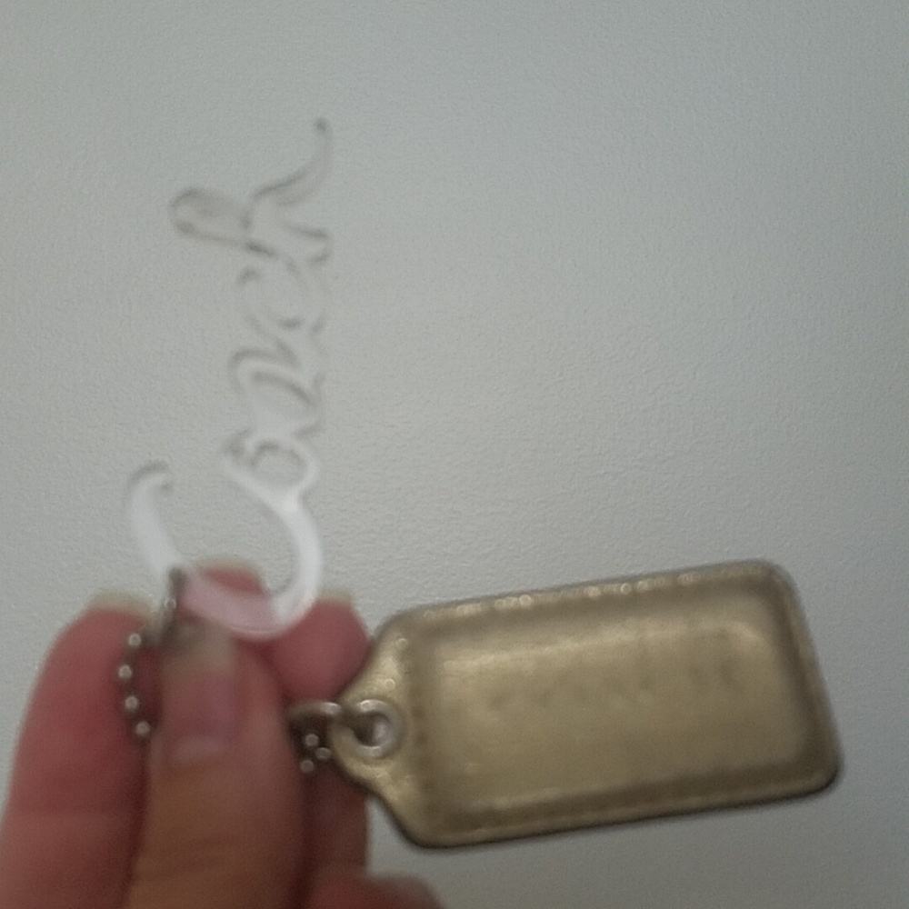 2X Vintage Coach Bag Charm Keychain Tag & Transparent Logo - Picture 3 of 9